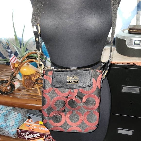 Coach Black and Red Circle Pattern Crossbody Bag - Picture 1 of 8
